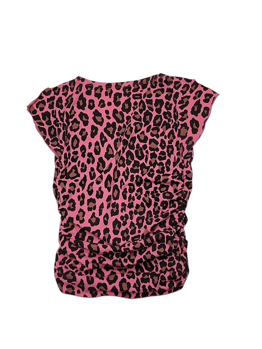 Y2K Retro Pink Lace Leopard Print- Short Sleeve Crop Top Women's Size Small - Picture 8 of 8